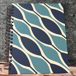 Stylish Blue and Cream Wave Notebook